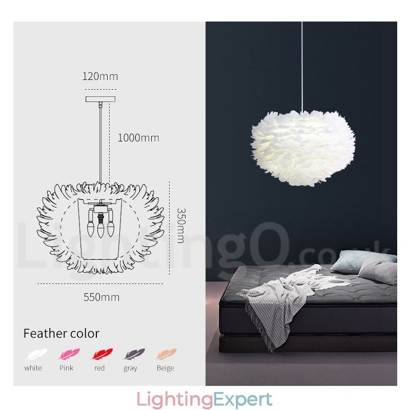 Multi Colours Feather Chandelier Modern Contemporary Pendant Light