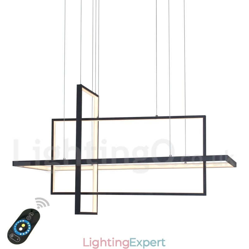 Dimmable Linear Pendant Light with Remote Control Ambient Light Painted Finishes Aluminum Modern Design