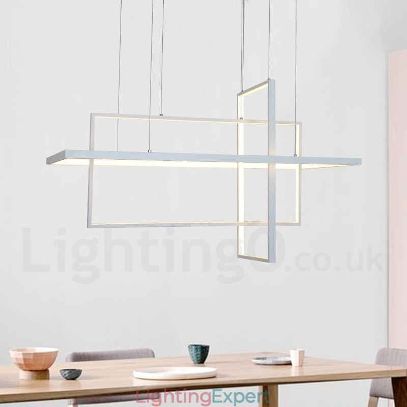 Dimmable Linear Pendant Light with Remote Control Ambient Light Painted Finishes Aluminum Modern Design