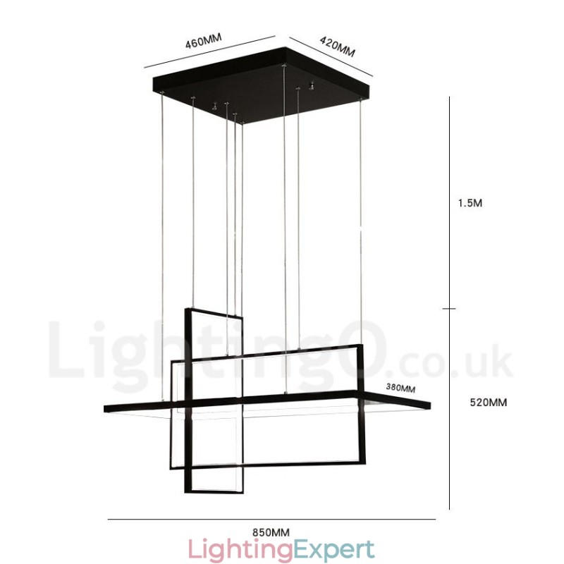Dimmable Linear Pendant Light with Remote Control Ambient Light Painted Finishes Aluminum Modern Design