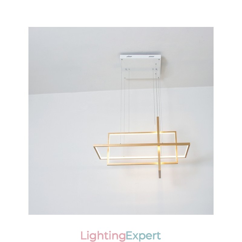 Dimmable Linear Pendant Light with Remote Control Ambient Light Painted Finishes Aluminum Modern Design