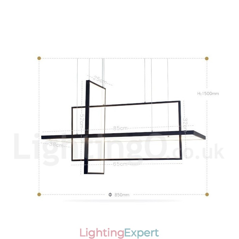 Dimmable Linear Pendant Light with Remote Control Ambient Light Painted Finishes Aluminum Modern Design