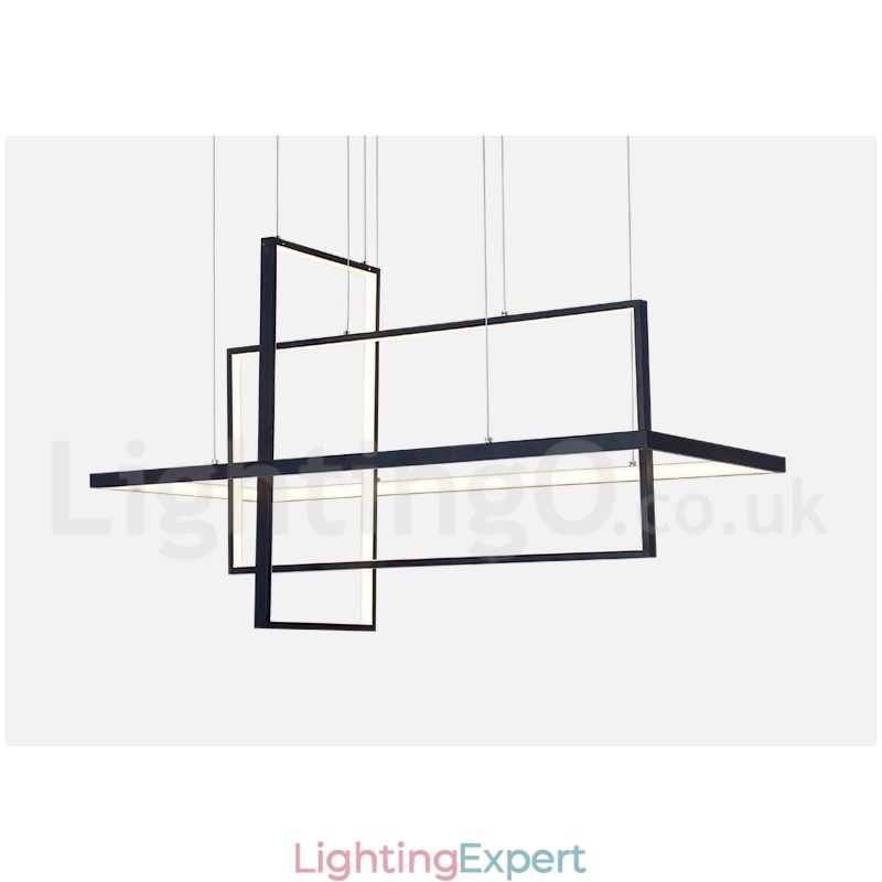 Dimmable Linear Pendant Light with Remote Control Ambient Light Painted Finishes Aluminum Modern Design