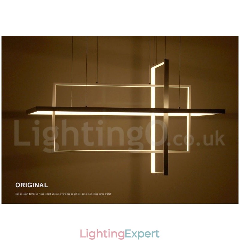 Dimmable Linear Pendant Light with Remote Control Ambient Light Painted Finishes Aluminum Modern Design