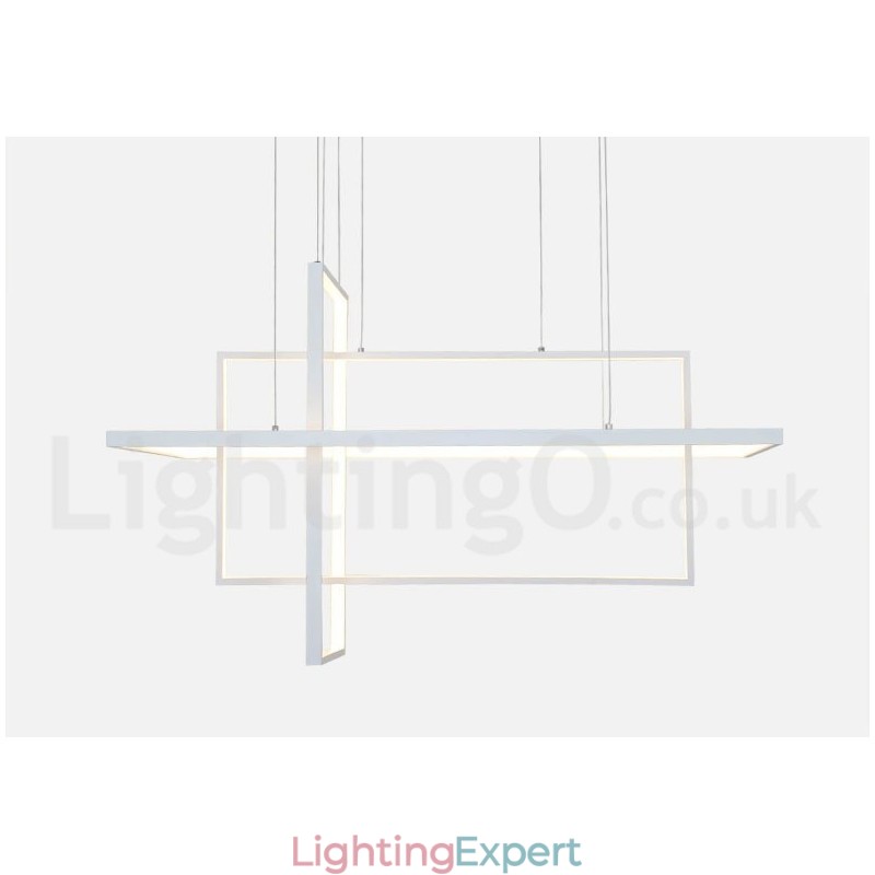 Dimmable Linear Pendant Light with Remote Control Ambient Light Painted Finishes Aluminum Modern Design