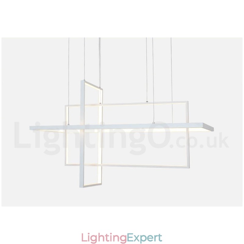 Dimmable Linear Pendant Light with Remote Control Ambient Light Painted Finishes Aluminum Modern Design