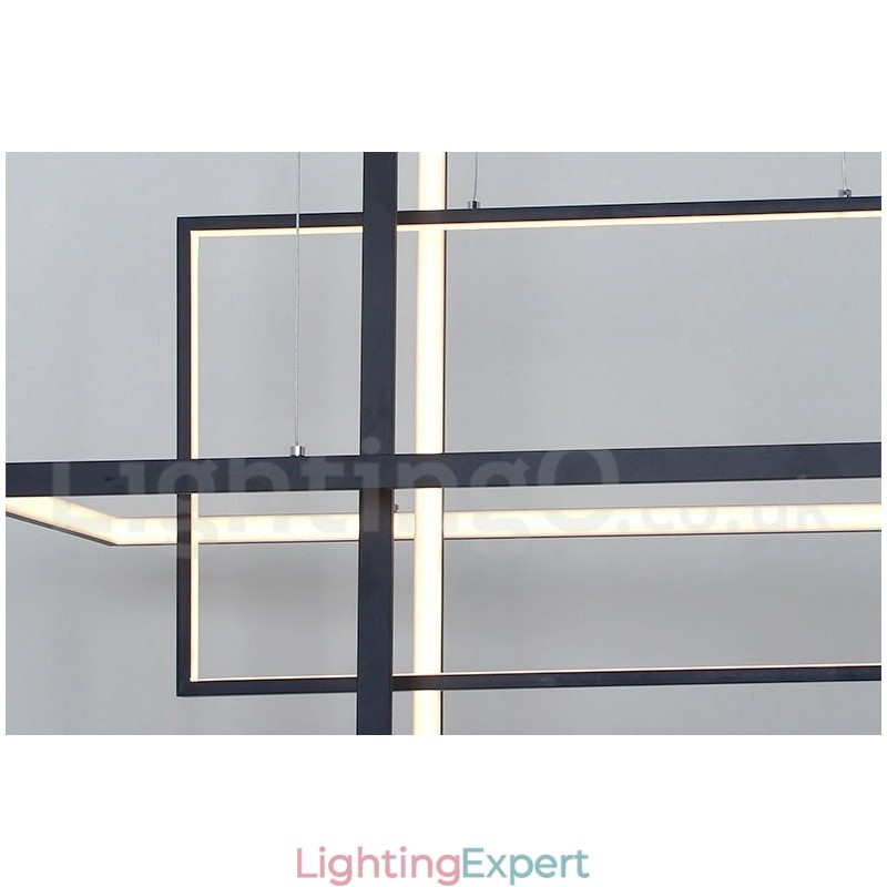 Dimmable Linear Pendant Light with Remote Control Ambient Light Painted Finishes Aluminum Modern Design