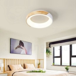 Dimmable Multi Colours Round Wood Ceiling Light with Acrylic Shade Ceiling Lamp Nordic Style
