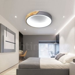 Dimmable Multi Colours Round Wood Ceiling Light with Acrylic Shade Ceiling Lamp Nordic Style