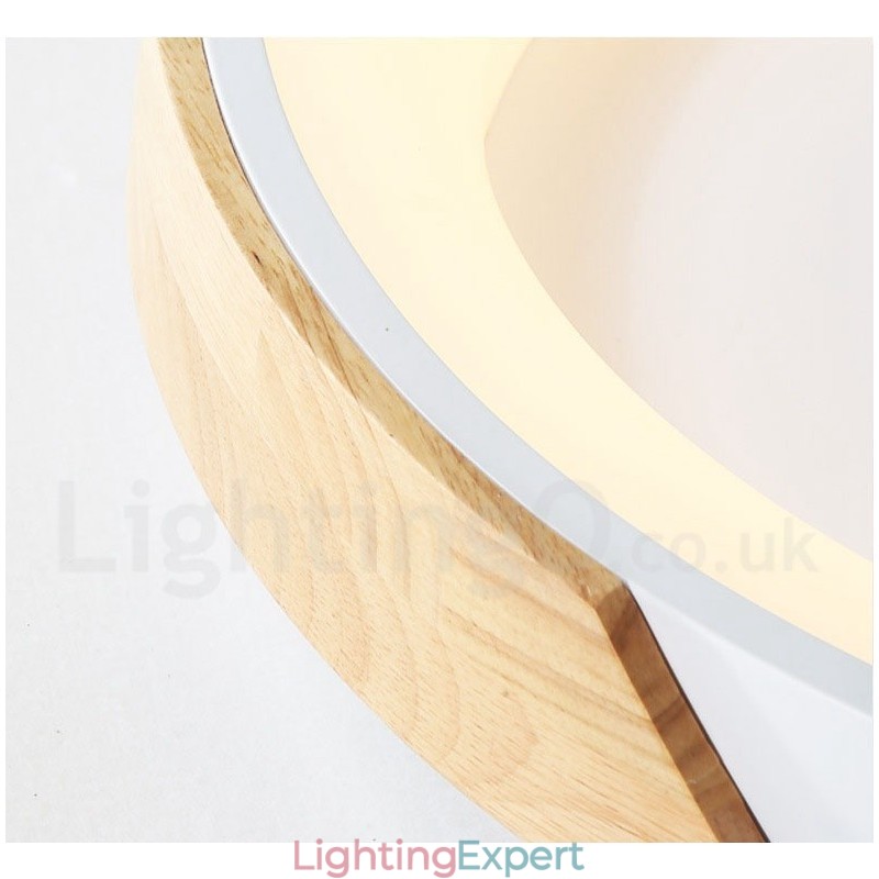 Dimmable Multi Colours Round Wood Ceiling Light with Acrylic Shade Ceiling Lamp Nordic Style