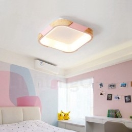 Dimmable Multi Colours Square Wood Ceiling Light with Acrylic Shade Ceiling Lamp Nordic Style