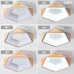 Dimmable Multi Colours Pentagon Wood Ceiling Light with Acrylic Shade Ceiling Lamp Nordic Style