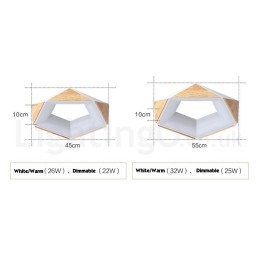 Dimmable Multi Colours Pentagon Wood Ceiling Light with Acrylic Shade Ceiling Lamp Nordic Style