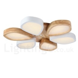 Dimmable Ultra thin Petal Wood Ceiling Light with Acrylic Shade Ceiling Lamp Nordic Style