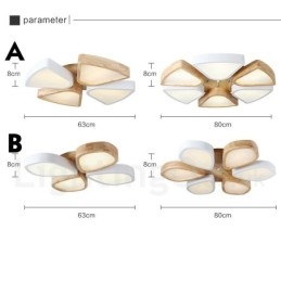 Dimmable Ultra thin Petal Wood Ceiling Light with Acrylic Shade Ceiling Lamp Nordic Style