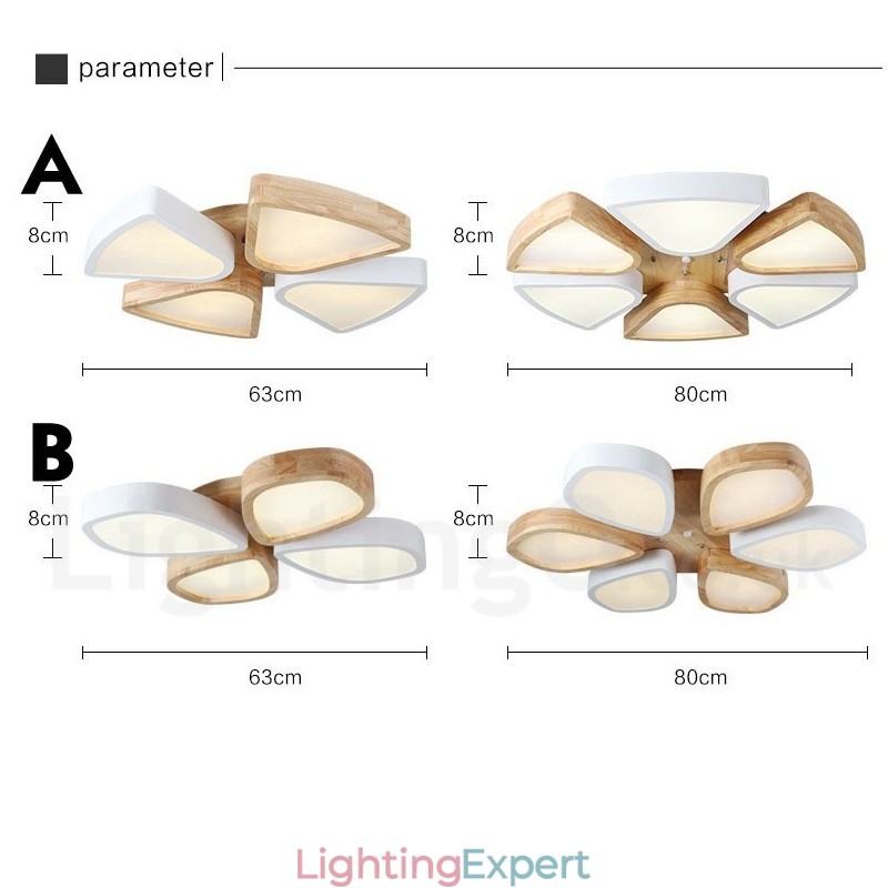 Dimmable Ultra thin Petal Wood Ceiling Light with Acrylic Shade Ceiling Lamp Nordic Style