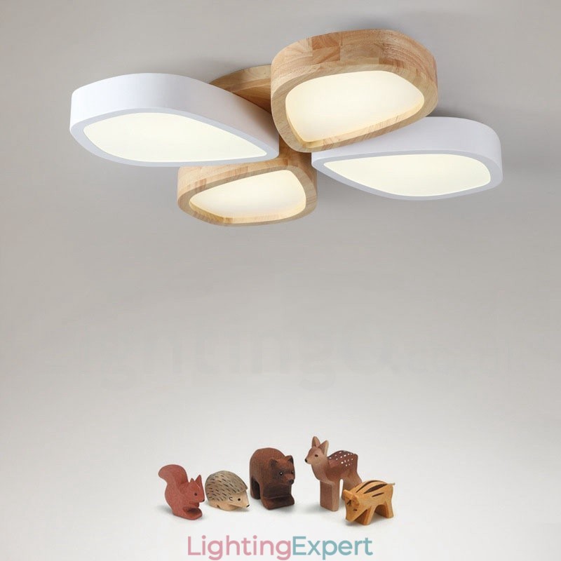 Dimmable Ultra thin Petal Wood Ceiling Light with Acrylic Shade Ceiling Lamp Nordic Style