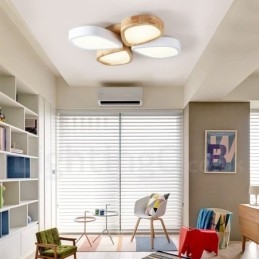 Dimmable Ultra thin Petal Wood Ceiling Light with Acrylic Shade Ceiling Lamp Nordic Style