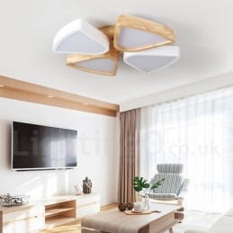 Dimmable Ultra thin Petal Wood Ceiling Light with Acrylic Shade Ceiling Lamp Nordic Style