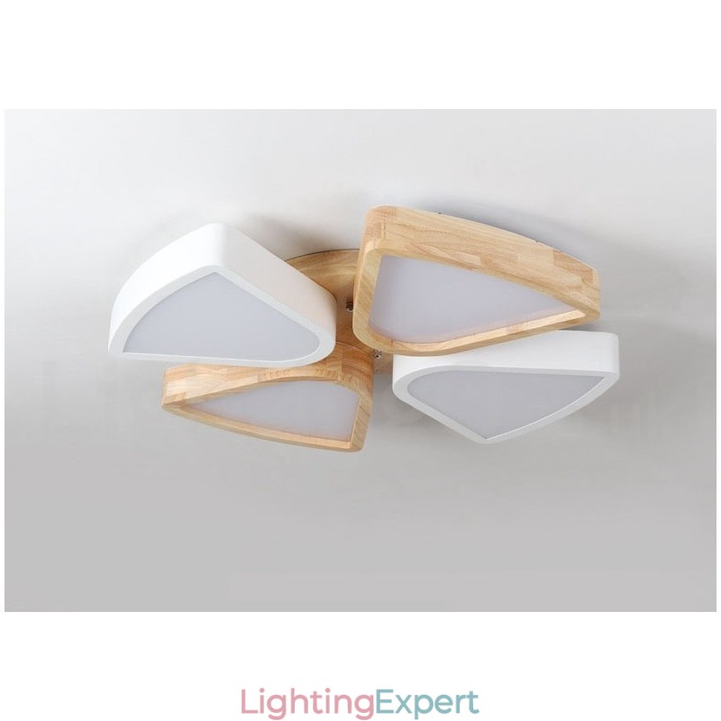 Dimmable Ultra thin Petal Wood Ceiling Light with Acrylic Shade Ceiling Lamp Nordic Style