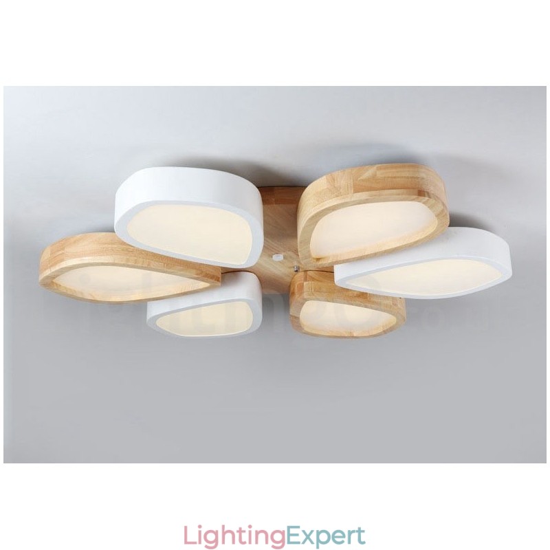 Dimmable Ultra thin Petal Wood Ceiling Light with Acrylic Shade Ceiling Lamp Nordic Style