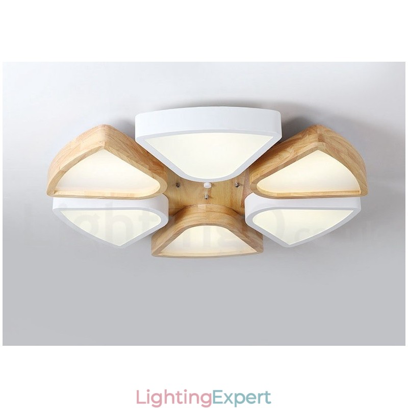Dimmable Ultra thin Petal Wood Ceiling Light with Acrylic Shade Ceiling Lamp Nordic Style