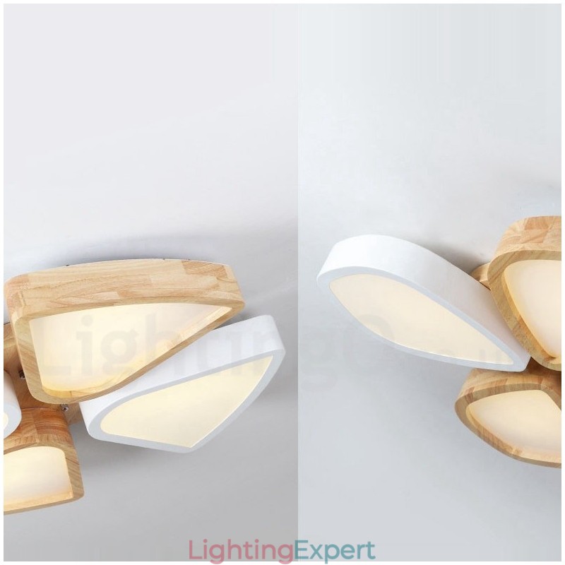 Dimmable Ultra thin Petal Wood Ceiling Light with Acrylic Shade Ceiling Lamp Nordic Style
