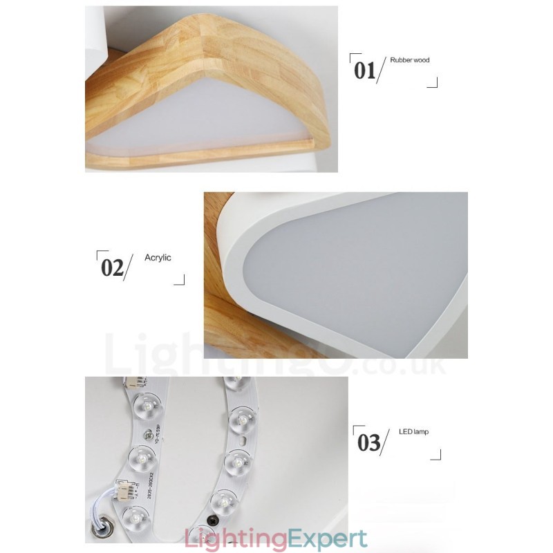 Dimmable Ultra thin Petal Wood Ceiling Light with Acrylic Shade Ceiling Lamp Nordic Style