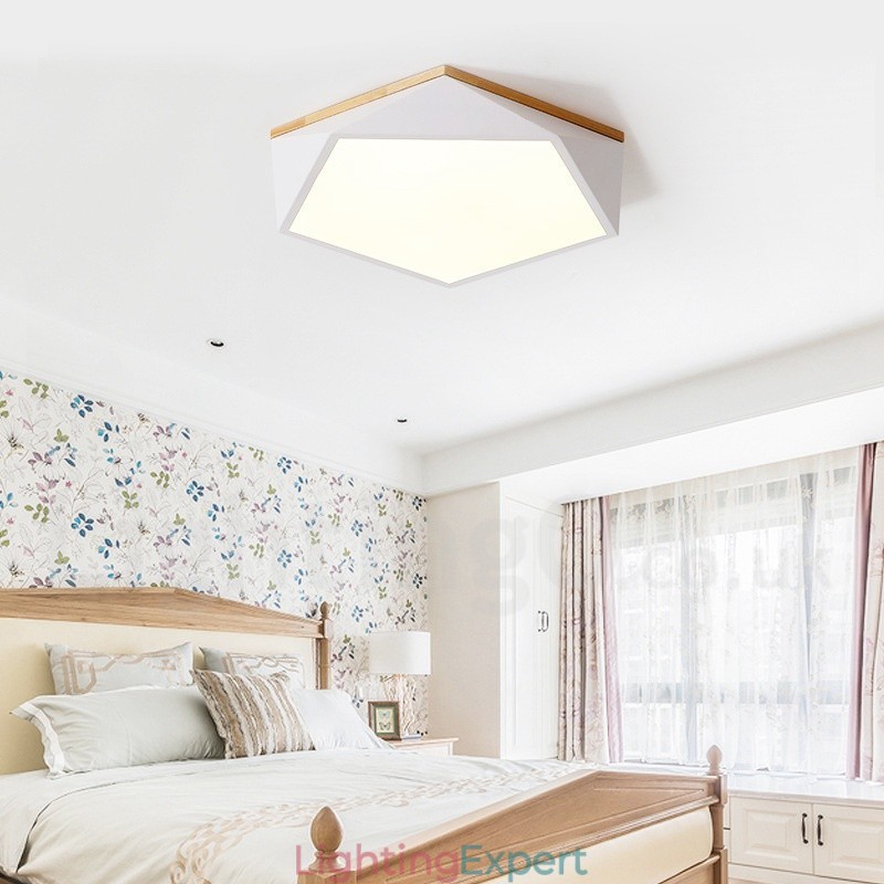 Dimmable Macaron Multi Colours Wood Ceiling Light with Acrylic Shade Ceiling Lamp Nordic Style