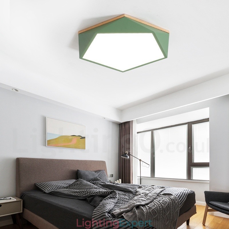 Dimmable Macaron Multi Colours Wood Ceiling Light with Acrylic Shade Ceiling Lamp Nordic Style