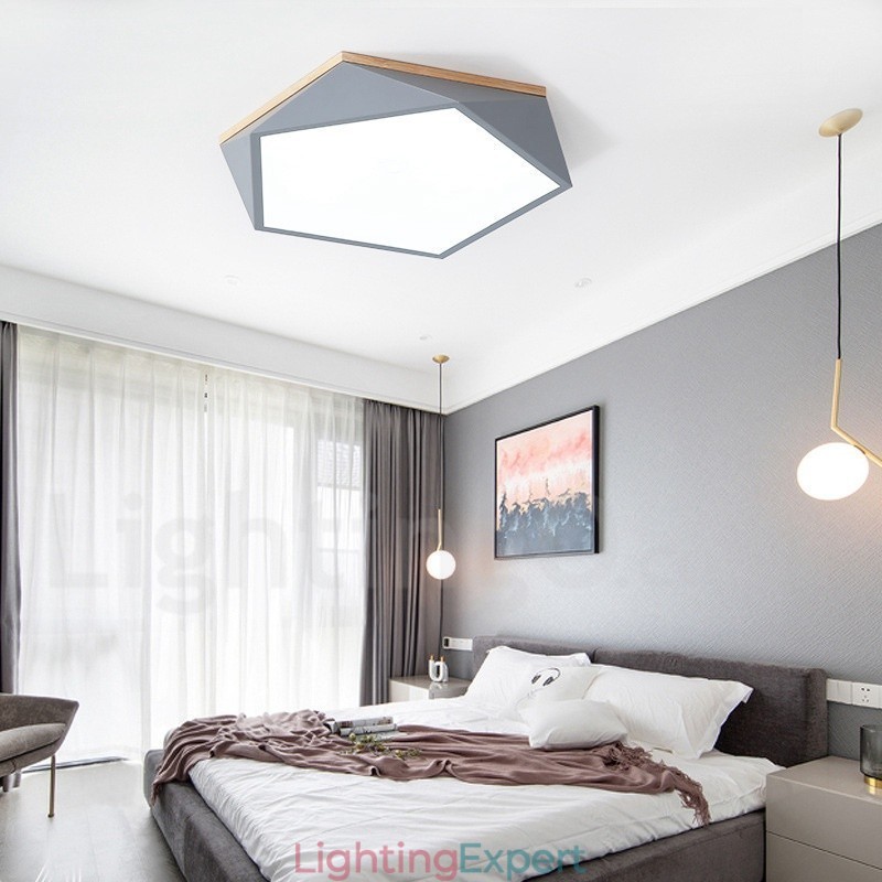 Dimmable Macaron Multi Colours Wood Ceiling Light with Acrylic Shade Ceiling Lamp Nordic Style
