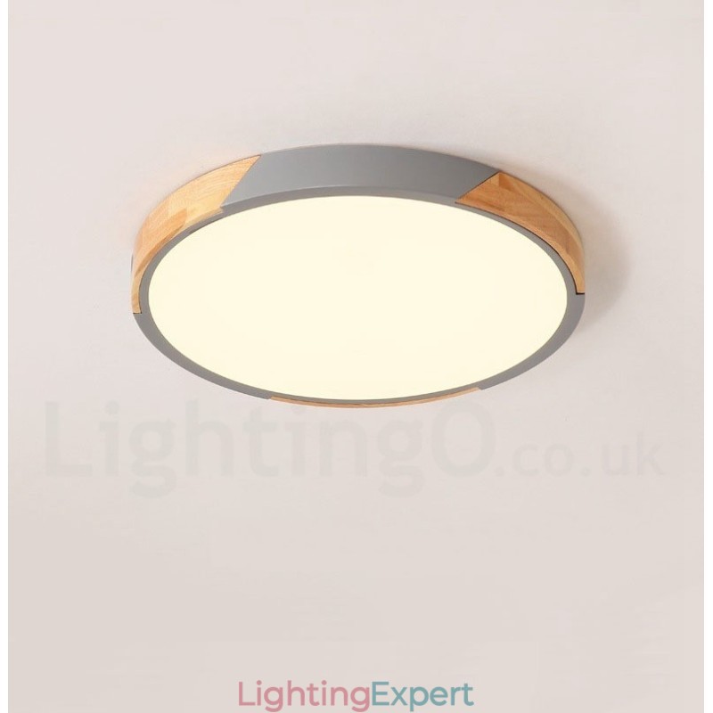 Dimmable Macaron Multi Colours Wood Ultra thin Ceiling Light with Acrylic Shade Ceiling Lamp Nordic Style