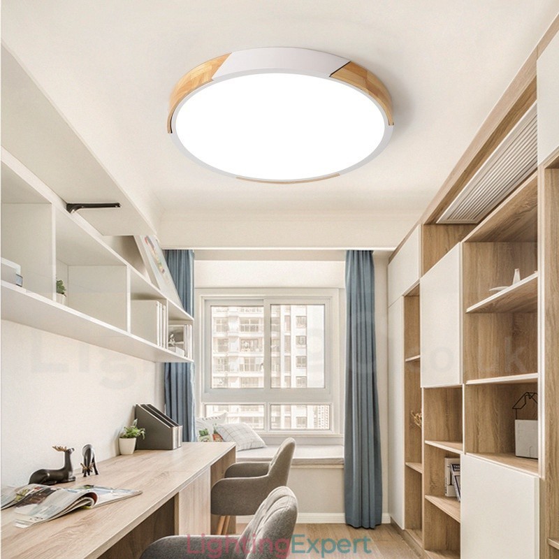 Dimmable Macaron Multi Colours Wood Ultra thin Ceiling Light with Acrylic Shade Ceiling Lamp Nordic Style