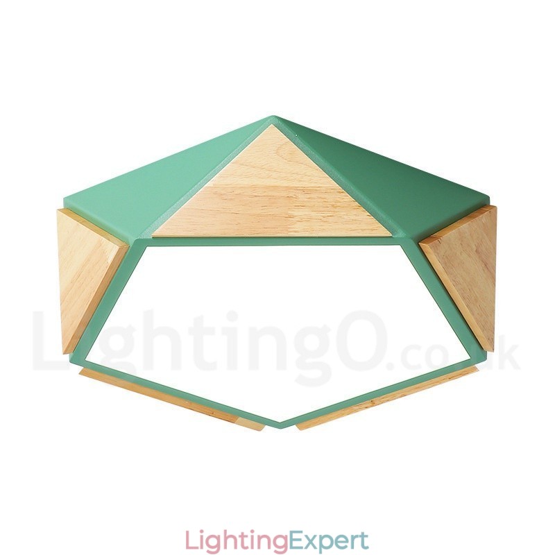 Dimmable Macaron Multi Colours Wood Ceiling Light with Acrylic Shade Ceiling Lamp Nordic Style