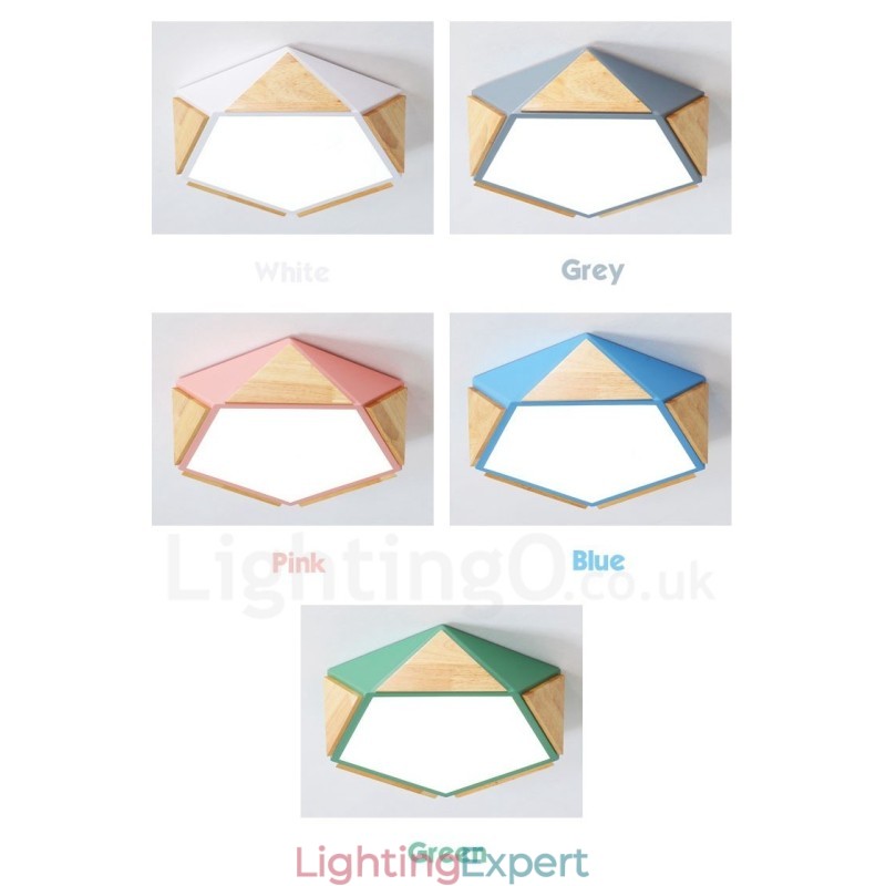 Dimmable Macaron Multi Colours Wood Ceiling Light with Acrylic Shade Ceiling Lamp Nordic Style