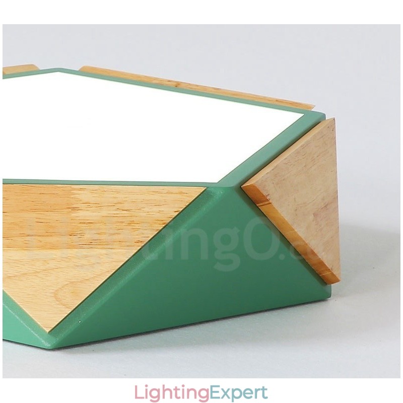 Dimmable Macaron Multi Colours Wood Ceiling Light with Acrylic Shade Ceiling Lamp Nordic Style