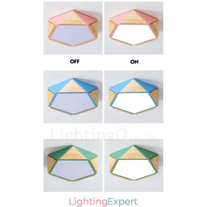 Dimmable Macaron Multi Colours Wood Ceiling Light with Acrylic Shade Ceiling Lamp Nordic Style