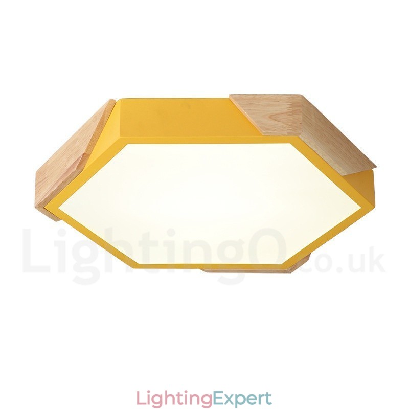 Dimmable Macaron Ultra thin Multi Colours Wood Ceiling Light with Acrylic Shade Ceiling Lamp Nordic Style