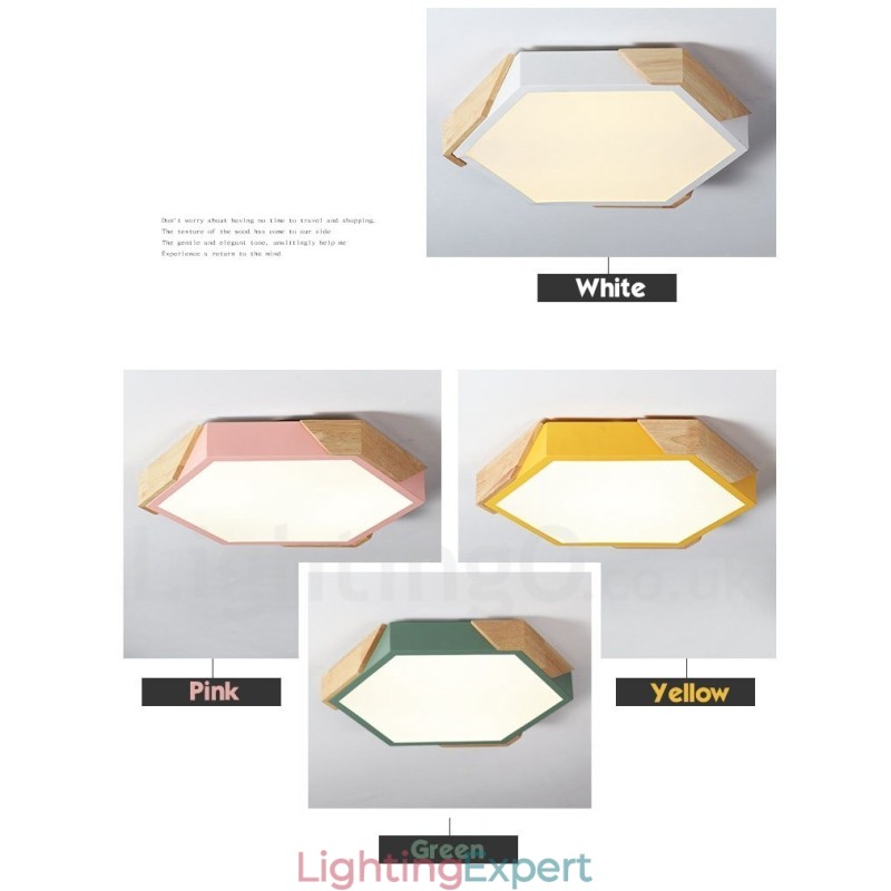 Dimmable Macaron Ultra thin Multi Colours Wood Ceiling Light with Acrylic Shade Ceiling Lamp Nordic Style