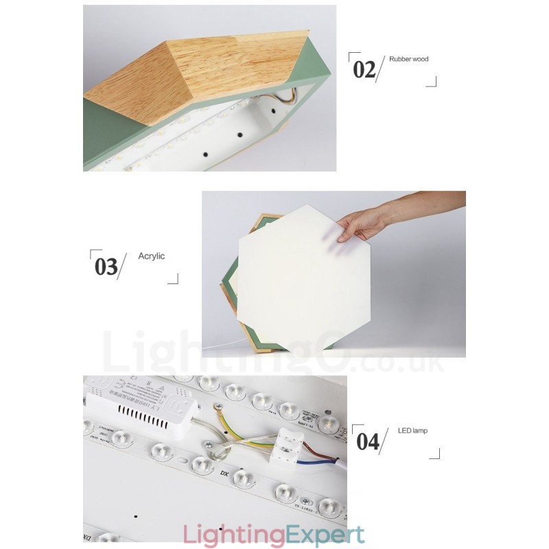 Dimmable Macaron Ultra thin Multi Colours Wood Ceiling Light with Acrylic Shade Ceiling Lamp Nordic Style