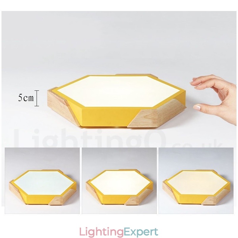 Dimmable Macaron Ultra thin Multi Colours Wood Ceiling Light with Acrylic Shade Ceiling Lamp Nordic Style