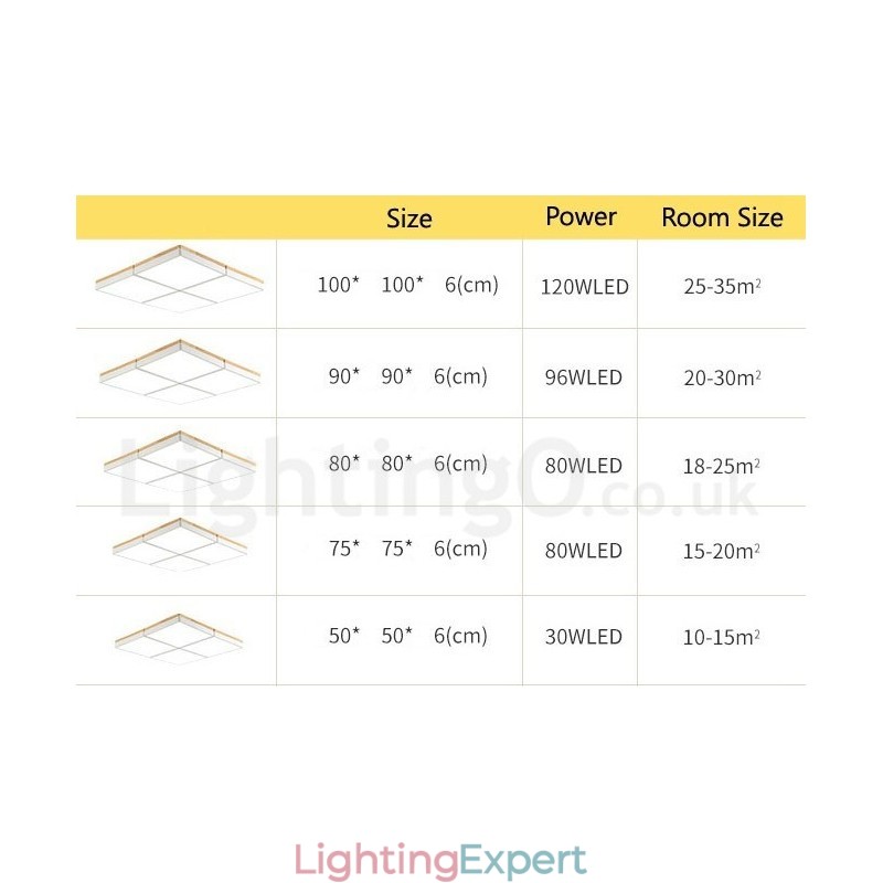 Large Square Dimmable Macaron Ultra thin Multi Colours Wood Ceiling Light with Acrylic Shade Ceiling Lamp Nordic Style