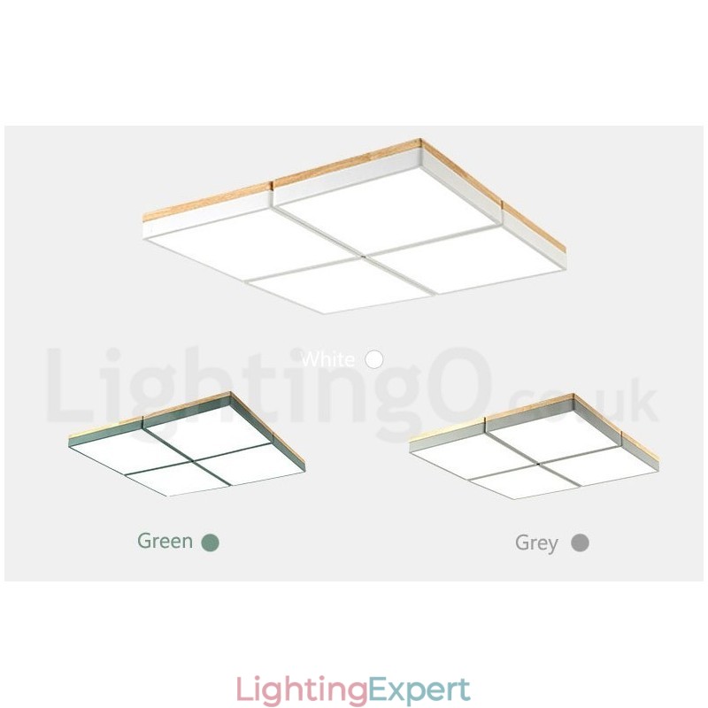 Large Square Dimmable Macaron Ultra thin Multi Colours Wood Ceiling Light with Acrylic Shade Ceiling Lamp Nordic Style