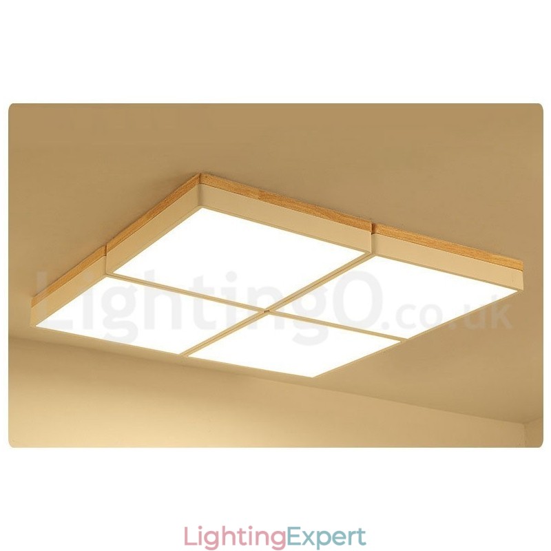 Large Square Dimmable Macaron Ultra thin Multi Colours Wood Ceiling Light with Acrylic Shade Ceiling Lamp Nordic Style