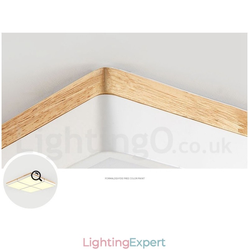 Large Square Dimmable Macaron Ultra thin Multi Colours Wood Ceiling Light with Acrylic Shade Ceiling Lamp Nordic Style