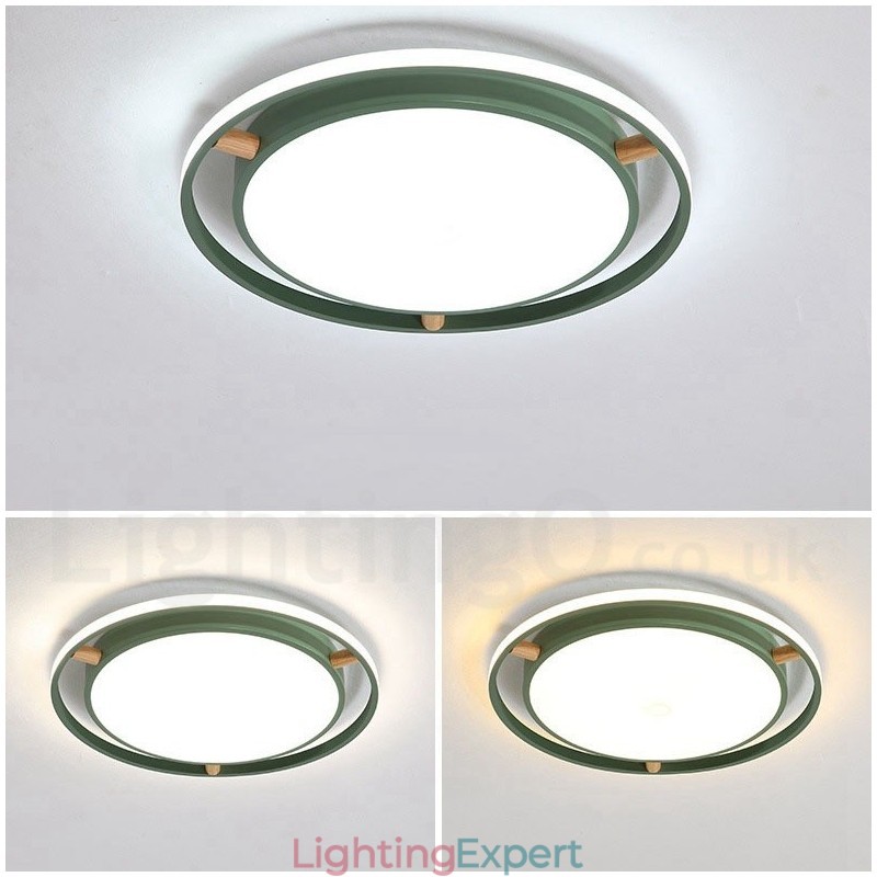Dimmable Macaron Ultra thin Multi Colours Wood Round Ceiling Light with Acrylic Shade Ceiling Lamp Nordic Style