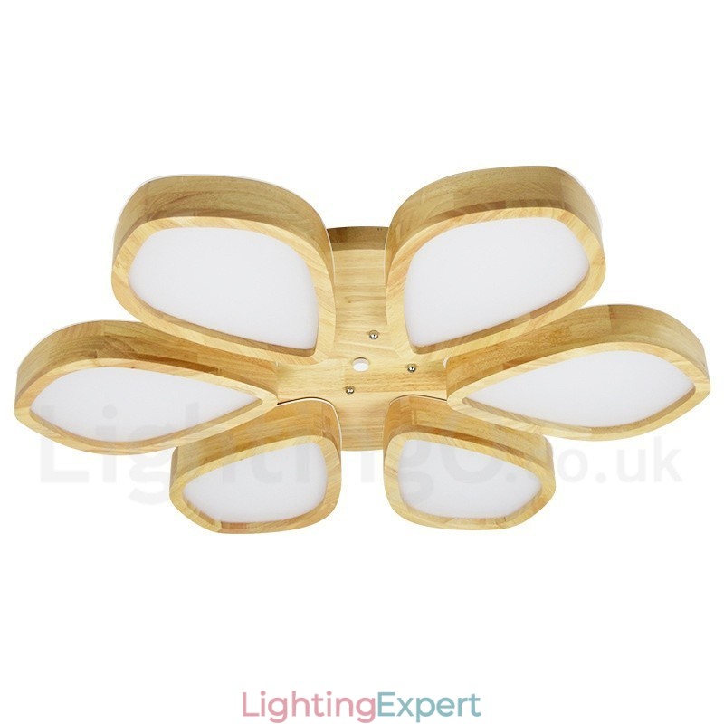 Wood Petal Ceiling Light with Acrylic Shade Ceiling Lamp Nordic Style
