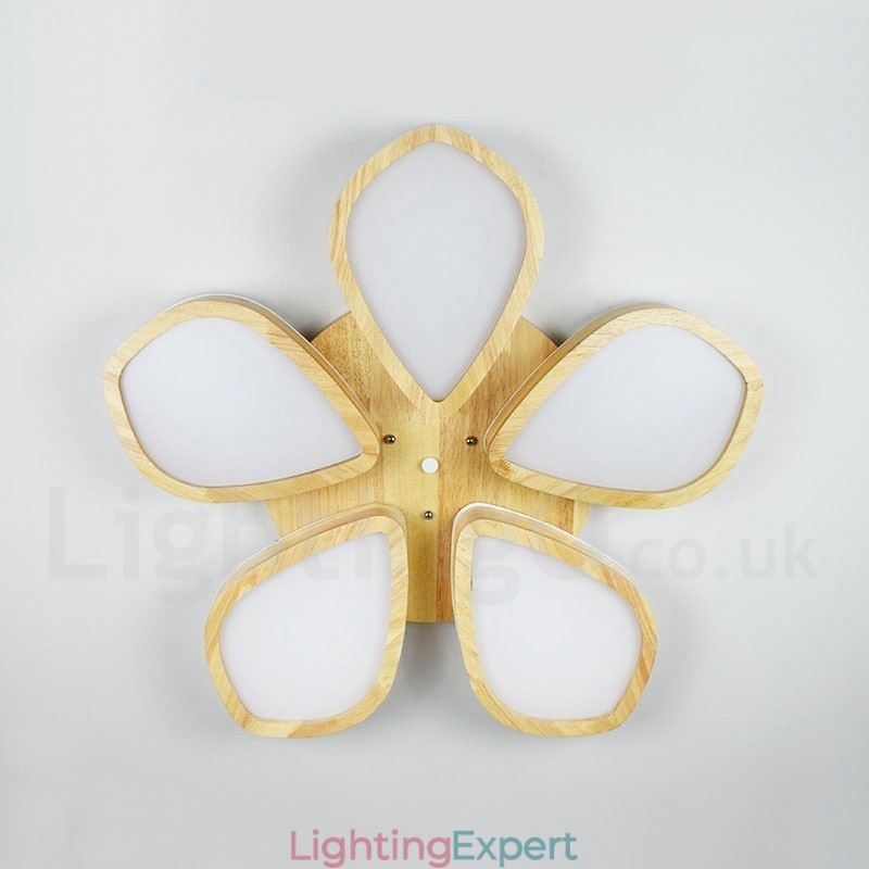 Wood Petal Ceiling Light with Acrylic Shade Ceiling Lamp Nordic Style