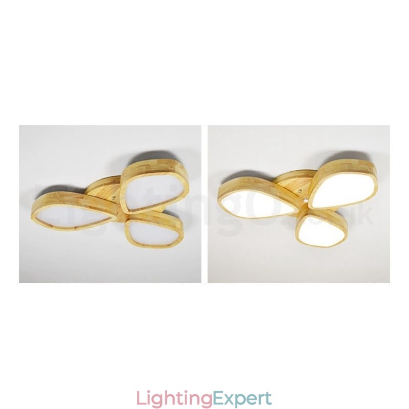 Wood Petal Ceiling Light with Acrylic Shade Ceiling Lamp Nordic Style