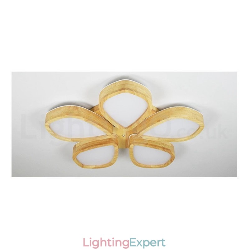 Wood Petal Ceiling Light with Acrylic Shade Ceiling Lamp Nordic Style